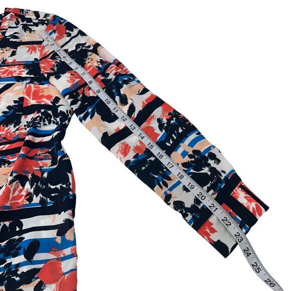 Simply Styled Womens Multicolored Button Down Top Blouse XL Long Roll Tap Sleeve - Picture 5 of 16